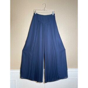 Leifdottir Elegant Navy Pleated Women's Pants